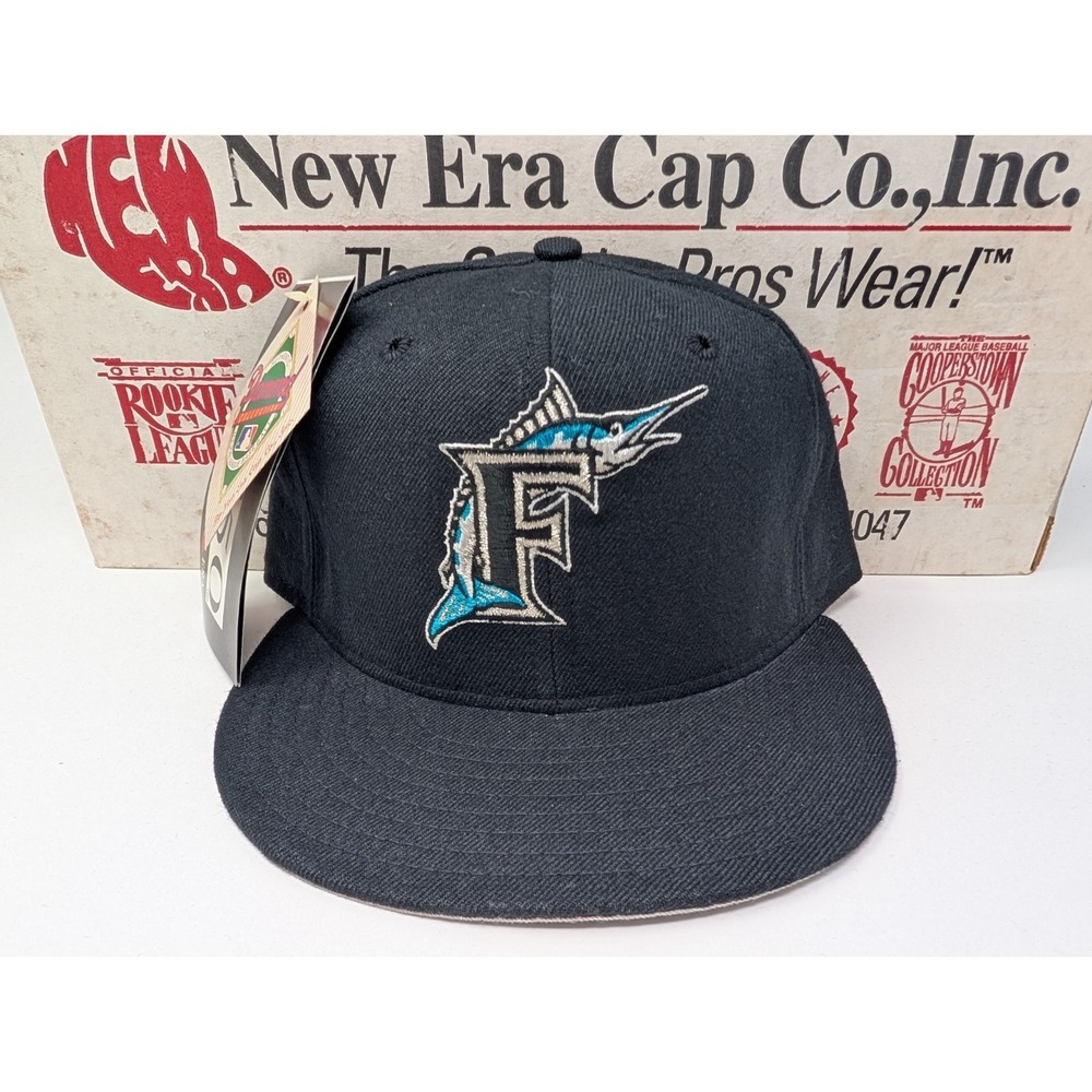VINTAGE Florida Marlins Hat Cap‎ Fitted 7 1/4 MLB New Era Diamond Collection 90s